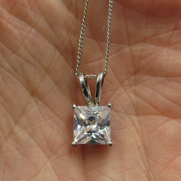 Jewelry - 20" Sterling Silver Simple CZ Diamond Necklace